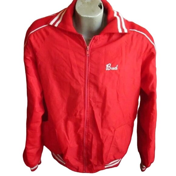 Vintage Men's Large Red Windbreaker Jacket Arnold Nebraska Sleeve Logo 1980's - Picture 1 of 7
